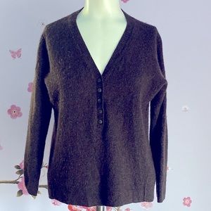 Madewell Brown Three-quarter Sleeve Sweater Alpaca Wool Blend Women's Size Small